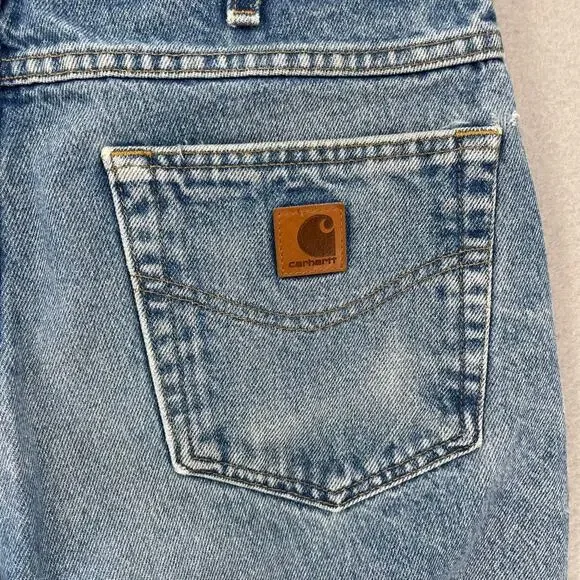 Carhartt Jeans Men 33x32 Blue Traditional Fit B18-DST Heavyweight Denim Workwear - Picture 11 of 16